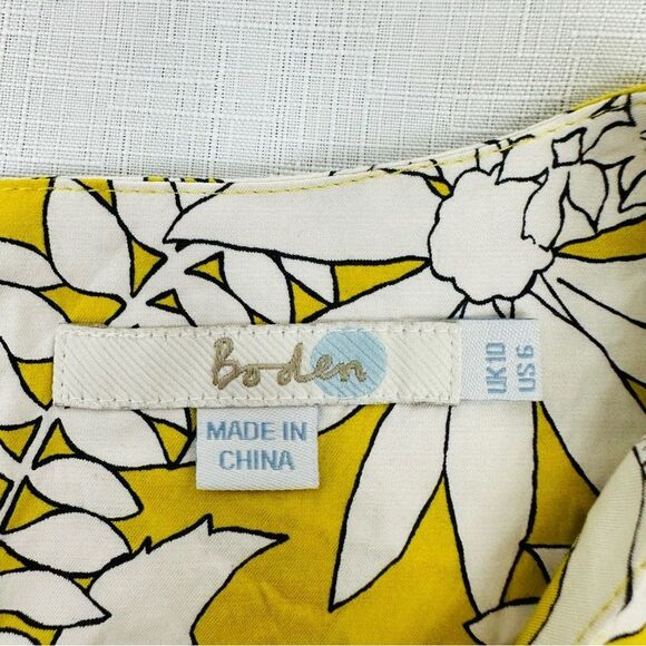 Boden Women’s size 6 Ravello Dark Yellow Floral Print Scoop Neck Blouse - Picture 10 of 11